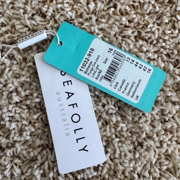 Seafolly Yellow Floral Plunge Halter NWT Size 12 - Picture 6 of 9